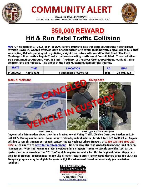 L.A.P.D - COMMUNITY ALERT • Fatal Hit and Run