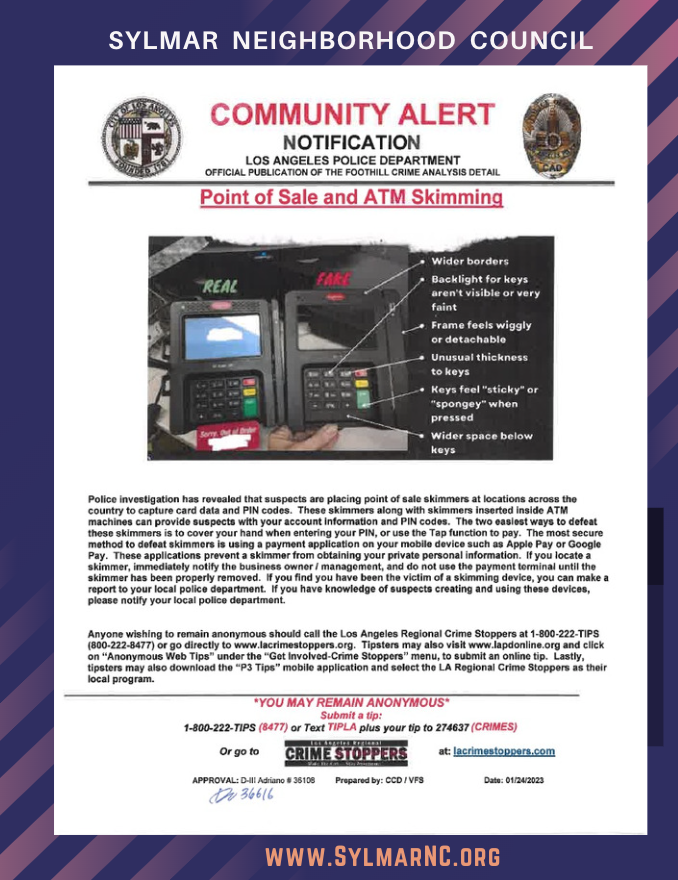 LAPD Point of Sale / ATM Skimming