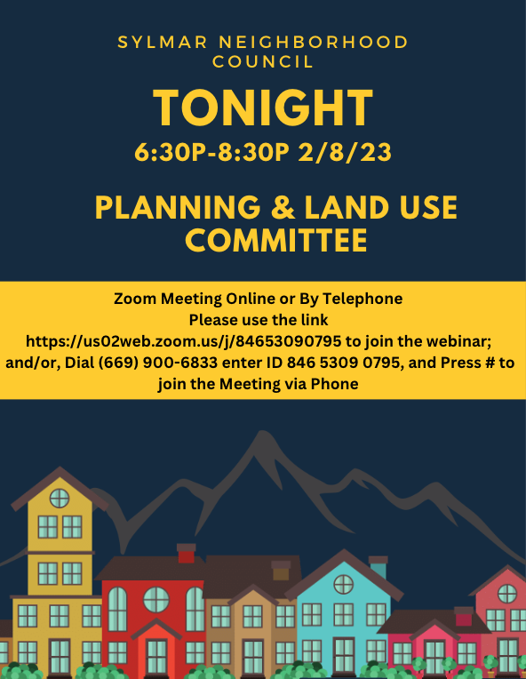 Planning and Land Use Committee meeting TONIGHT (2/8/23 630830pm