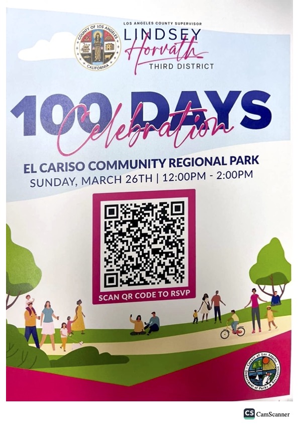 LA County Supervisor Lindsey Horvath • 100 DAYS Celebration • El Cariso Park