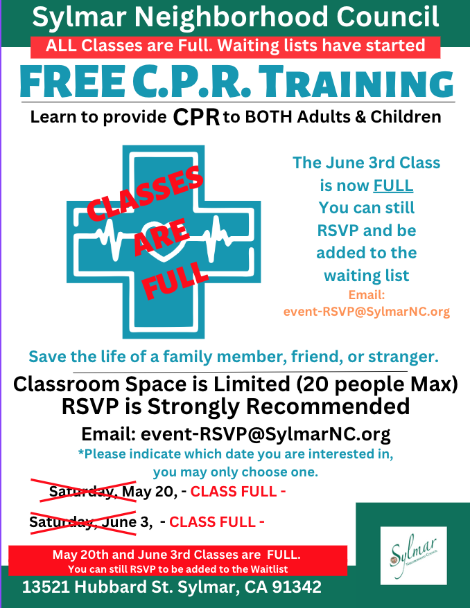 Current CPR classes are full to capacity.