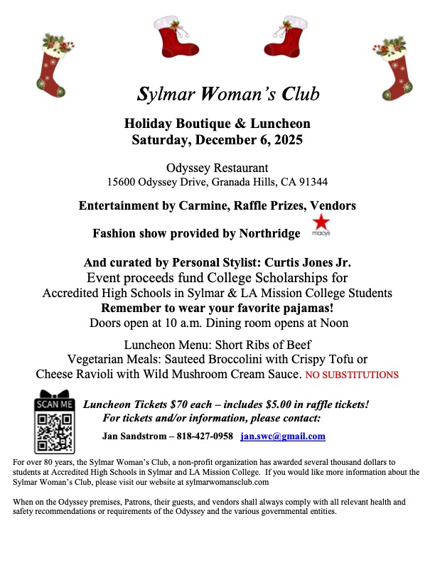 Sylmar Woman's Club Annual fundraiser • December 6th