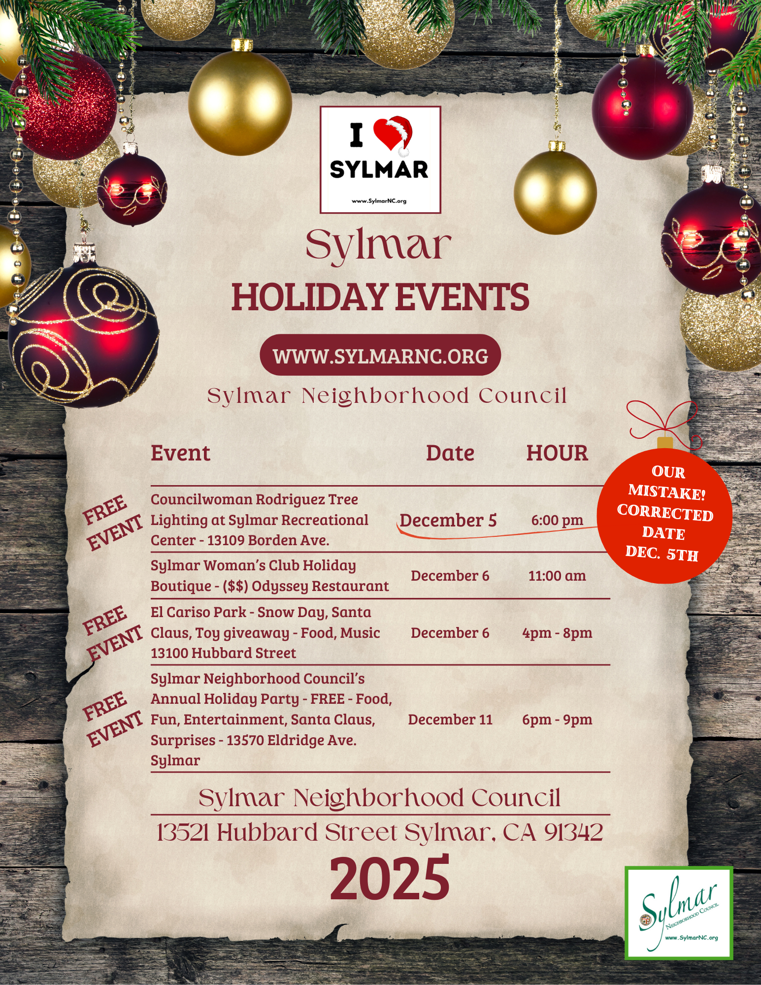 Holiday Season events in Sylmar