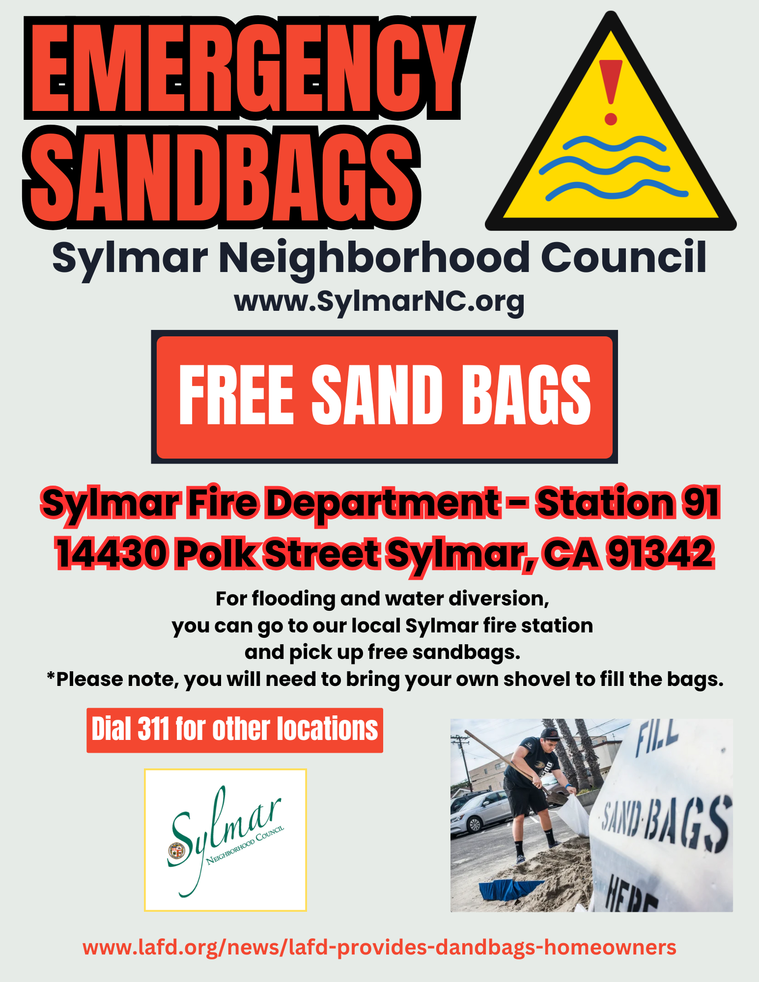 Free Sand Bags in preparation of rainfall