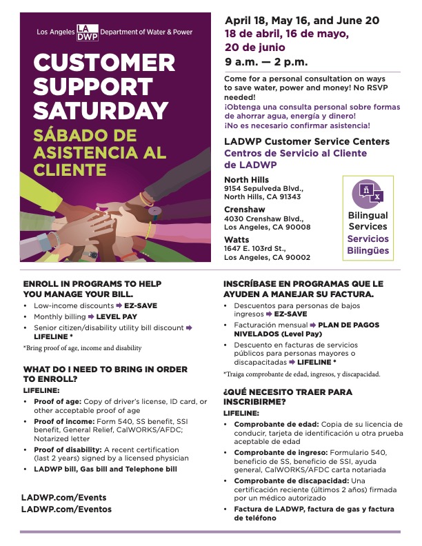CUSTOMER SUPPORT SATURDAY  • SÁBADO DE ASISTENCIA AL CLIENTE