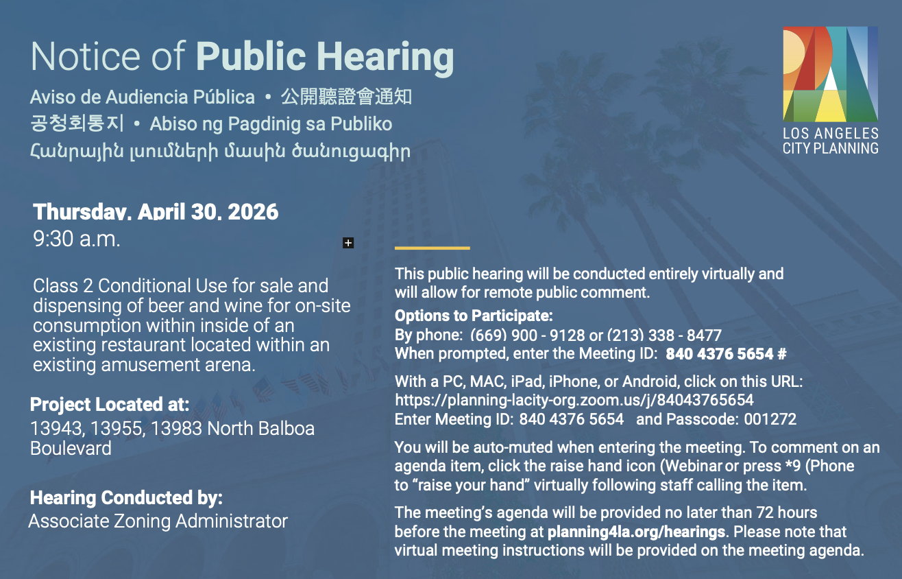 Public Hearing Notice • MB2 Raceway Sylmar