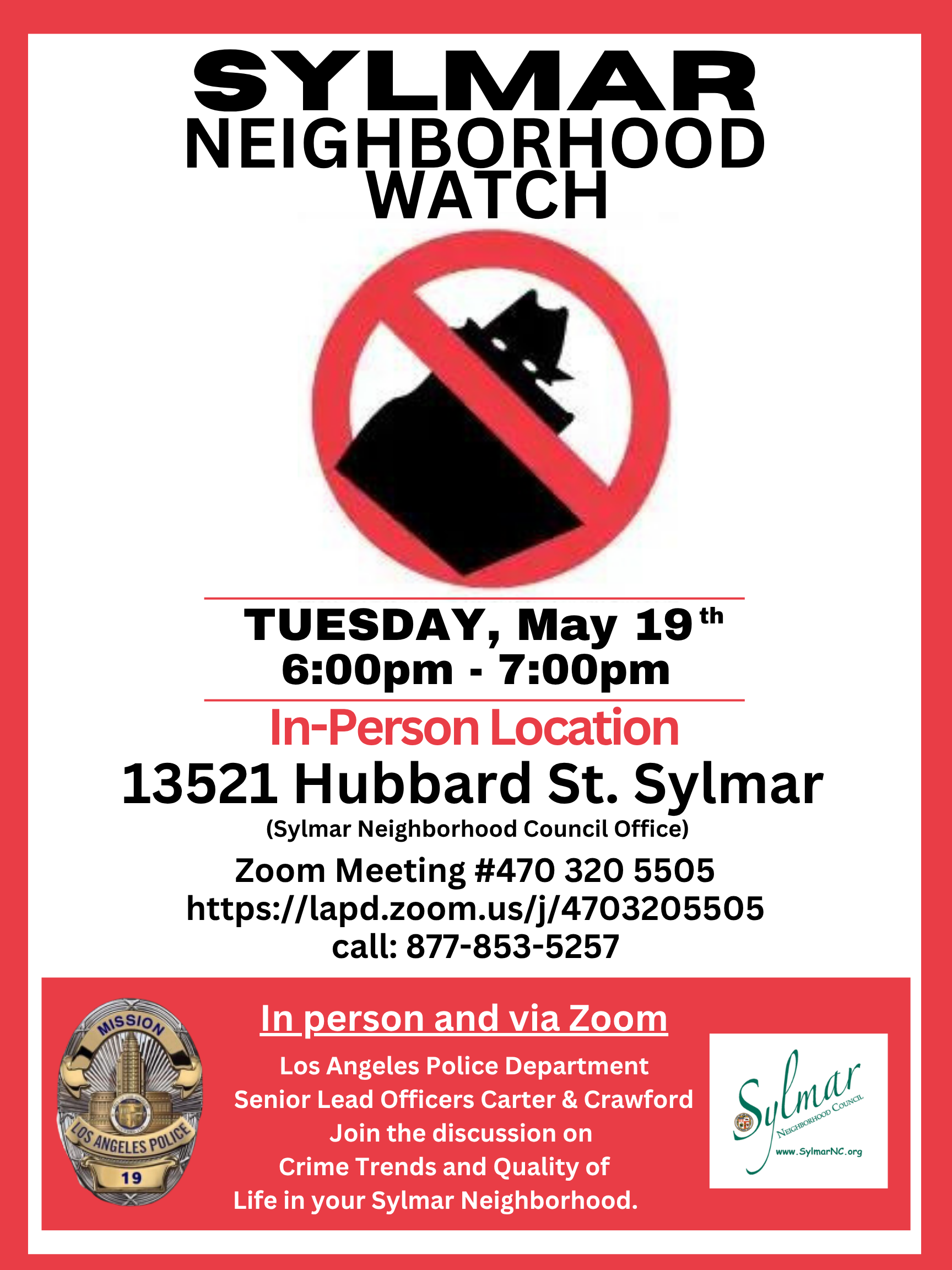 Sylmar - LAPD Community Watch Meeting May 19th