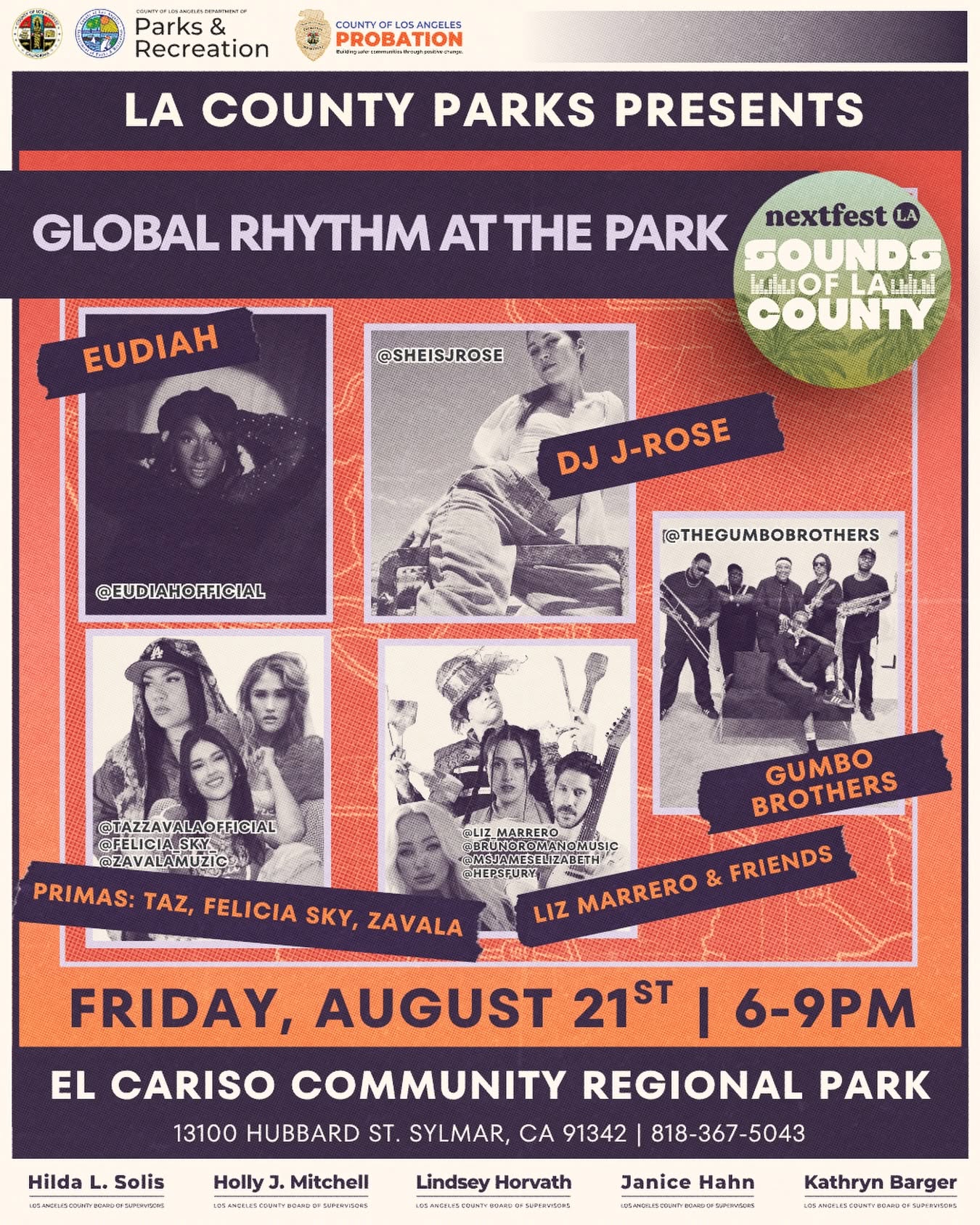 CONCERT - El Cariso Park -  AUGUST 21, 2026, 6p-9p