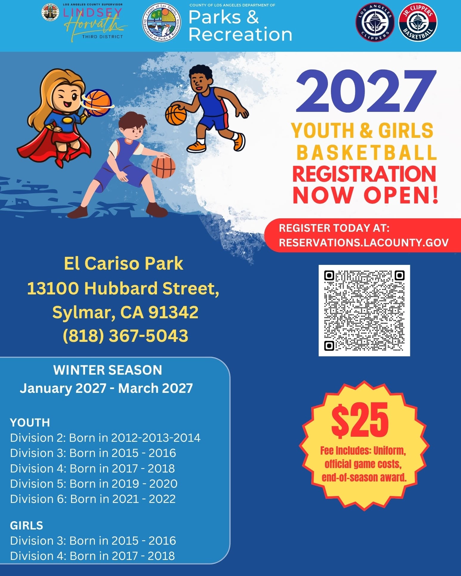 Youth & Girls Basketball 2027! Registration NOW OPEN